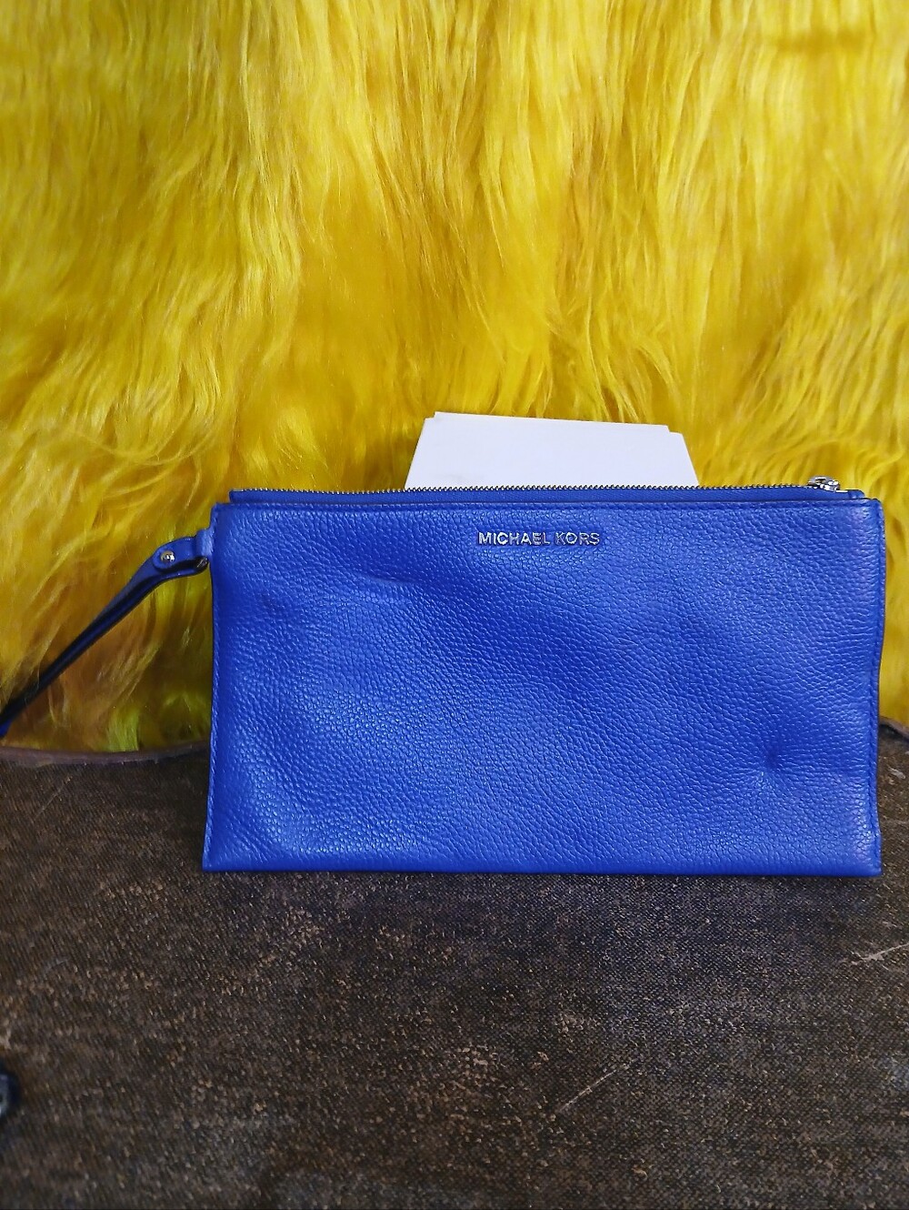 Michael Kors Blue Leather Wristlet Clutch